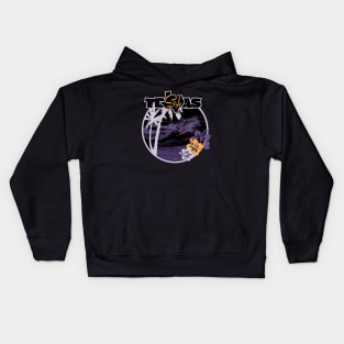 Texas Style Lone Surfer Purples Kids Hoodie